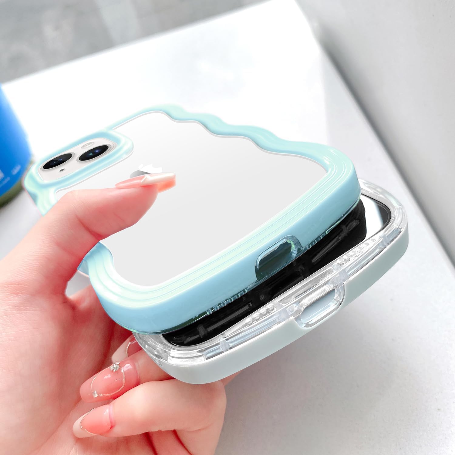 3D Curly Wave TPU Transparent Colorful Frame Bumper Case